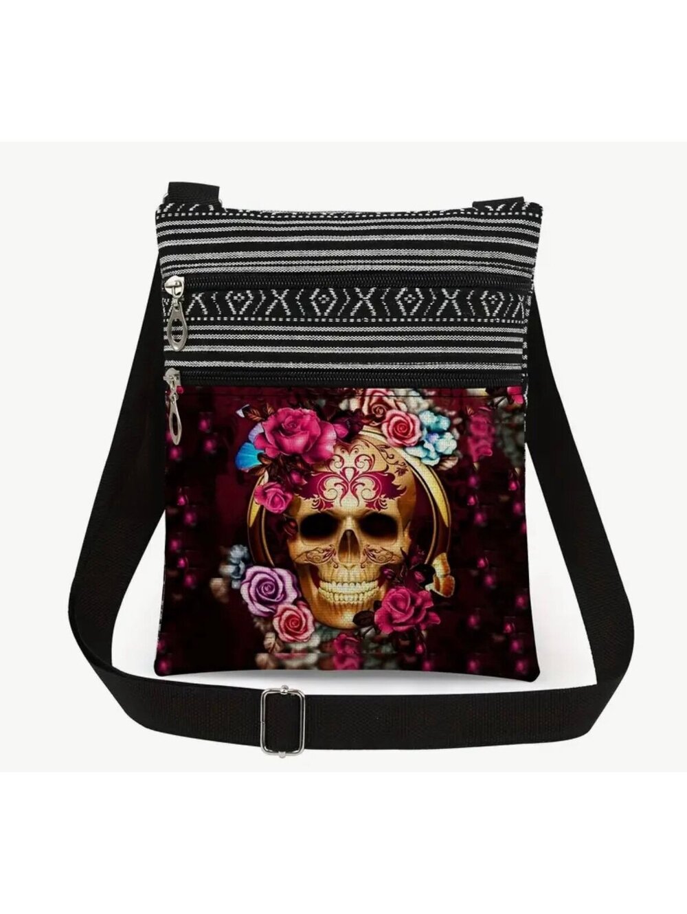 New - Fashion Skull Design Cross-Body - Sling Bag with Adjustable Straps